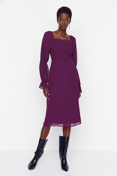 Trendyol Collection Rochie împletită cu mâneci prune TWOAW23EL01023