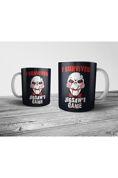 Pixxa I Survived Jigsaw - Saw - Saw Mug Cup Model 1