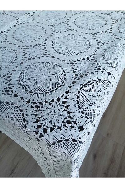 yukselhalimefrusat Lace Look Transparent Coated PVC Tablecloth