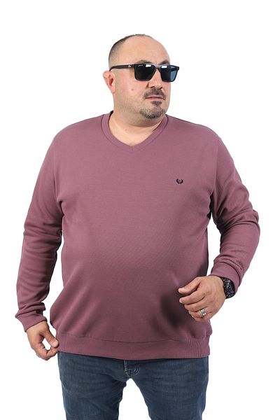 MocGrande Μεγάλο μέγεθος V-λαιμόκοψη Διπλό Πρόσωπο Basic 22720-λιλά