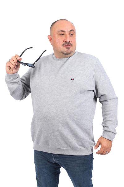 MocGrande Μεγάλο μέγεθος Sweat Double Face Basic 22719-γκρι μελανζ