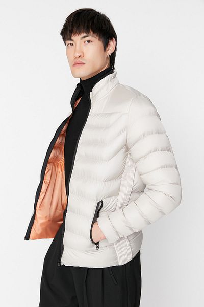 Trendyol Collection Πέτρινο φουσκωτό παλτό - όρθιος γιακάς, αδιάβροχο, κανονική εφαρμογή TMNAW23MO00001