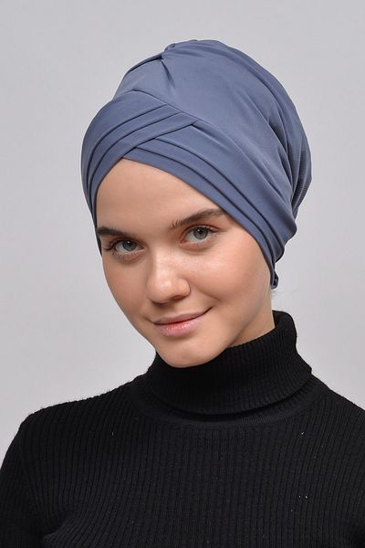 Altobeh Τρεις ζώνες σταυρωτό εξωτερικό μανίκι Hijab Ready Turban-smoked