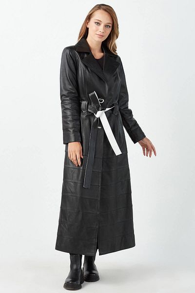 Deriza Rita Genuine Leather Women's Overcoat Black