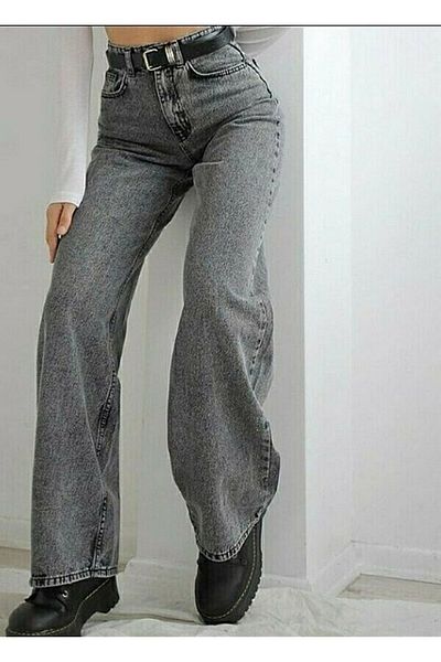 BROSERER 90's Women's Smoked Snow Loose High Waist Wide Leg Palazzo Jeans