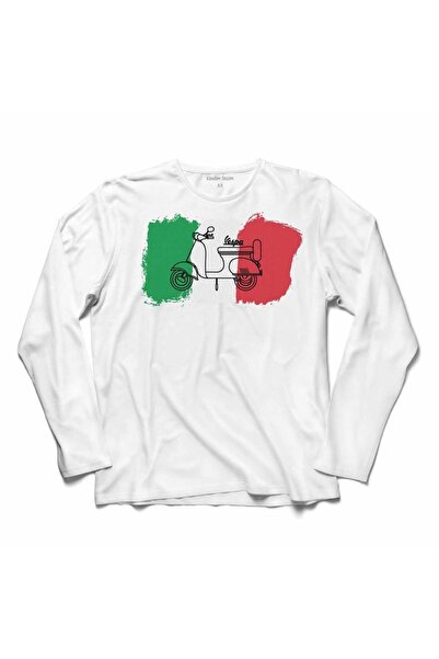 Kendim Seçtim Italijanska zastava Zastava Italije Vespa skuter dugi rukav Šta...