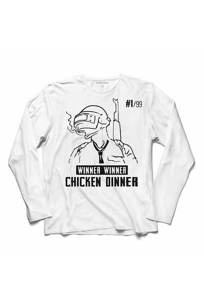 Kendim Seçtim Pubg Pub G Wınner Chıcken Dınner μακρυμάνικο μπλουζάκι με στάμπα