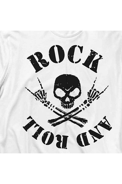 Kendim Seçtim Rockn Roll Symbol Rock Mark Skull μακρυμάνικο μπλουζάκι με στάμπα