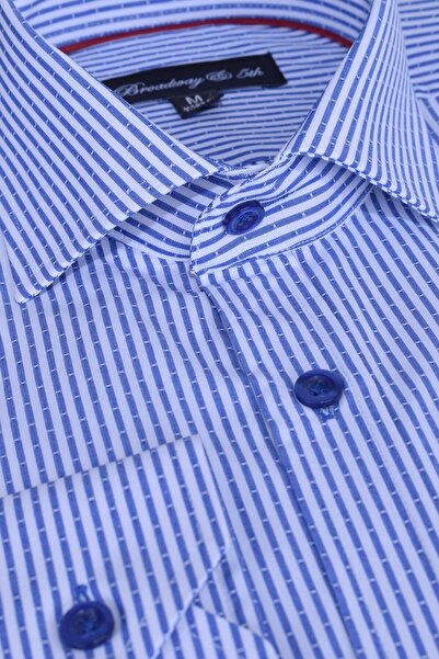 Ottomoda Erkek Çizgili Uzun Kollu Italyan Yaka Gömlek, B5-011