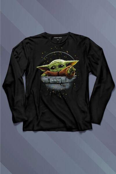 Kendim Seçtim Baby On Board Yoda Star Wars Green Baby Mandalorian Tricou cu mânecă lungă Tricou imprimat