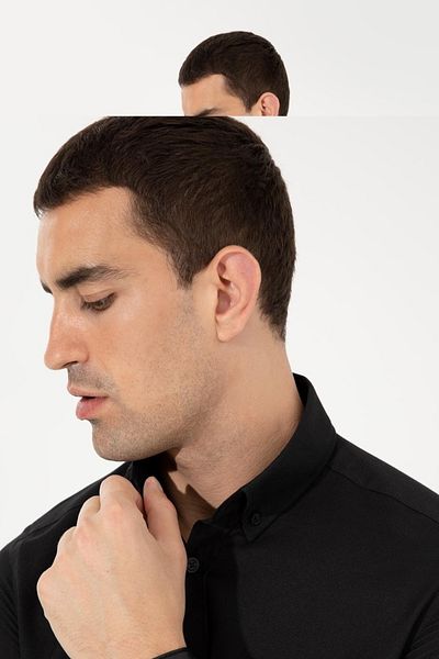 Pierre Cardin Черна прилепнала риза