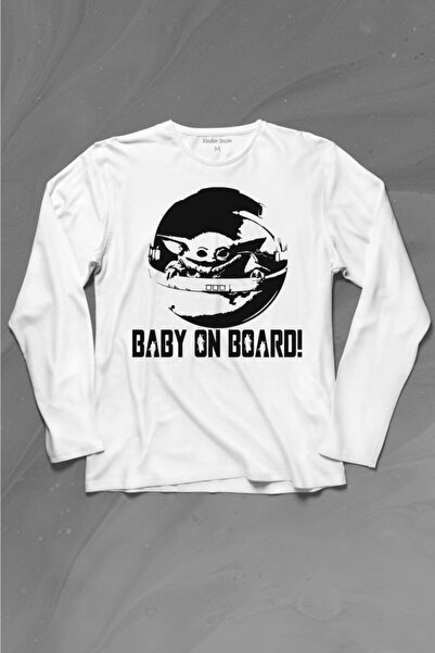 Kendim Seçtim Baby On Board Yoda Star Wars Дитячий футболка з довгими рукавам...