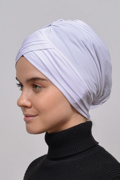 Altobeh Three-Band Cross External Hijab Cap Ready Turban-white