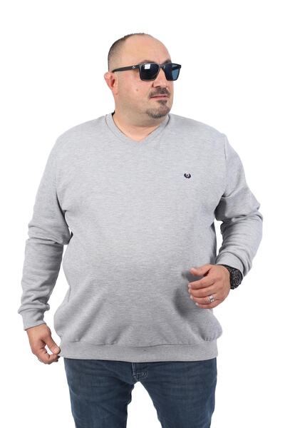 Starbattal Large Size V-Neck Double Face Basic 22720-grey Melange