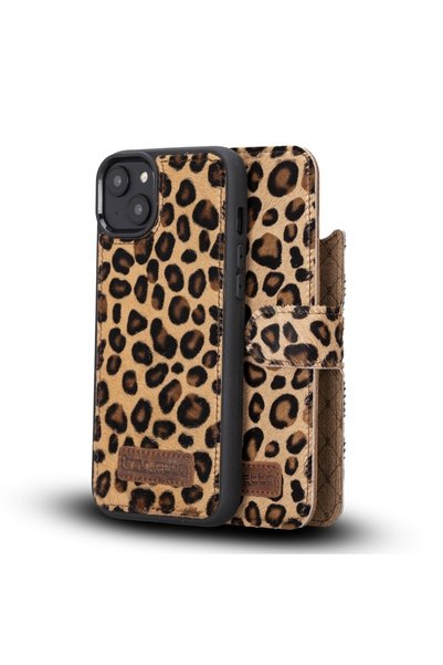 Bouletta Iphone 14 Plus Uyumlu Deri Cüzdanlı Kılıf Mwwn Leo1 Leopar