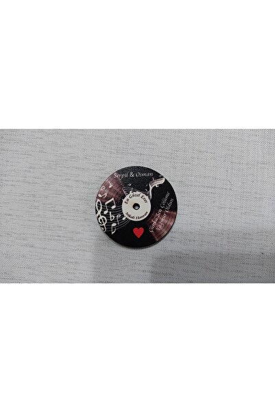 Kara Bilişim Davetiye 6 Cm Plak Desenli Magnet Söz Nişan Nikah Düğün 25 Adet