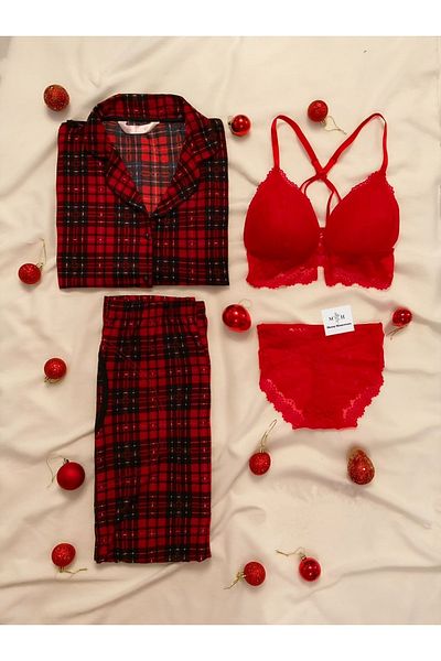 MH Moony Homewears Комплект термо карирано пижама от 4 части