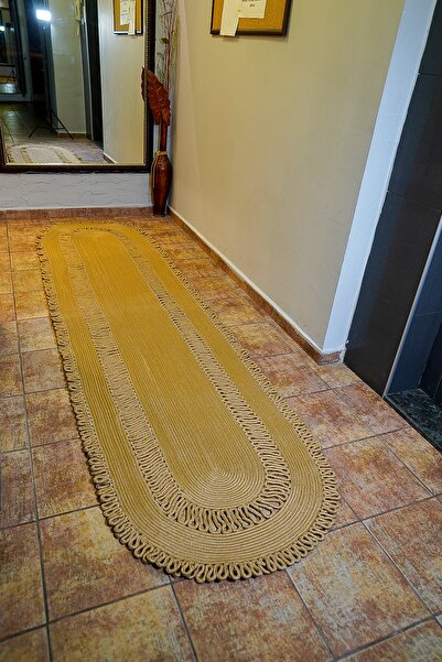 MaVaux Jüt Hasır Sarmal Detay Şık Dekoratif Kilim Halı