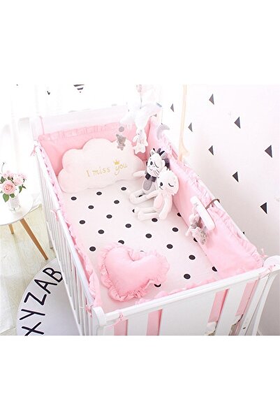 Jaju Baby سرير أطفال وردي مكشكش 90x190 لون / حماية حافة الطفل مونتيسوري