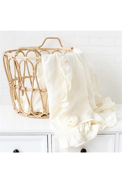 Jaju Baby Cream 100*100 Cm Muslin Cotton Baby Blanket Newborn Organic Baby Blanket