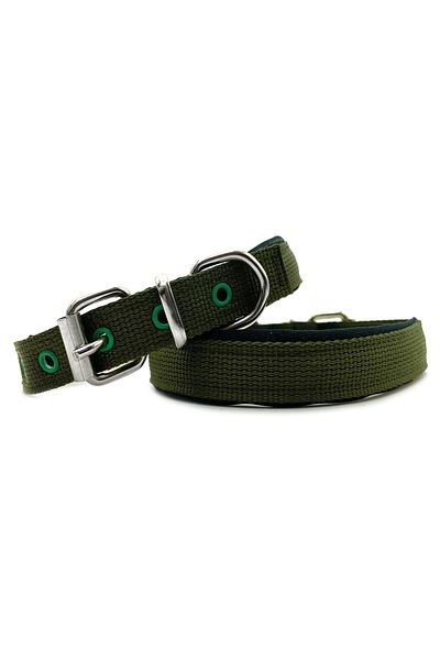 Tasma Market Khaki Green Soft Textured Column Dog Collar