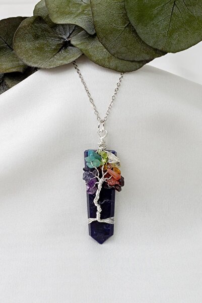 Dünya Doğal Taş قلادة شجرة الحياة من حجر سوداليت