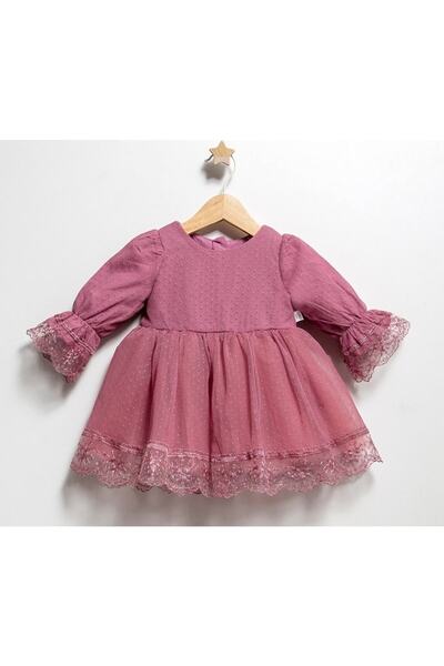 COLORED BABY Kız Çocuk Dantel Detaylı Astarlı Tül Elbise