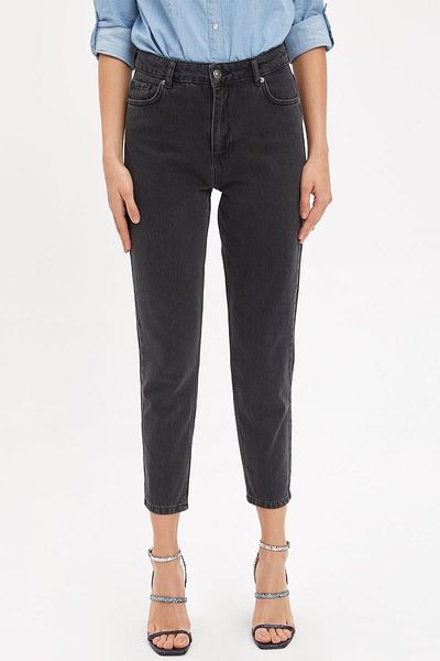 DeFacto Pantaloni de jeans cu talie înaltă Lina Washed Mom Fit