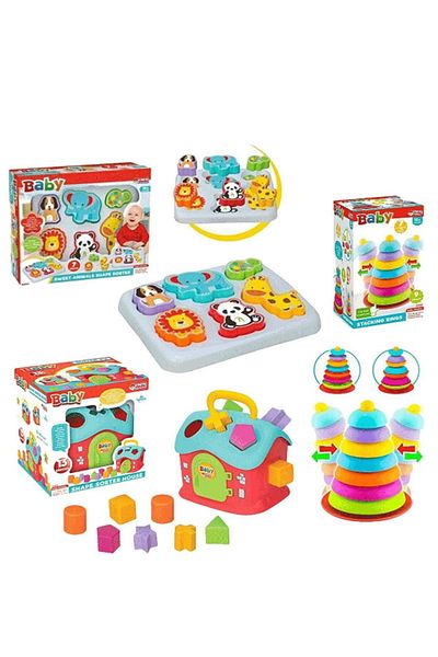 SAZE Baby Bultak House+rocking Rings+grandfather, Cute Animals Bultak+intelligence Development Set Game Set