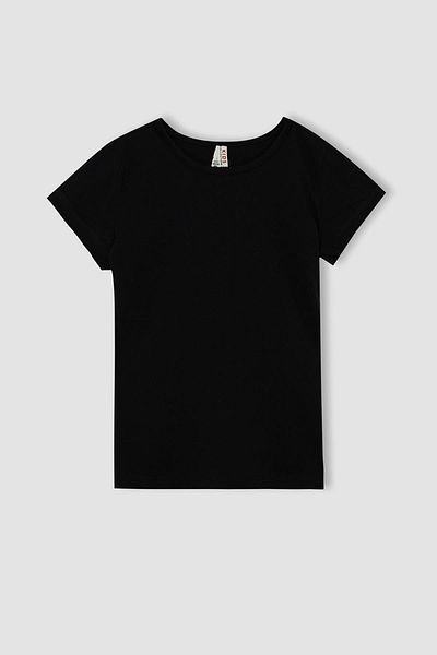 DeFacto Girl's Basic Crew Neck Short Sleeve T-Shirt