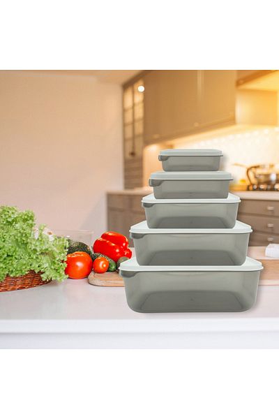 PiPlast Advantageous Anthracite Set of 5 Storage Container Leak Proof 5 Sizes
