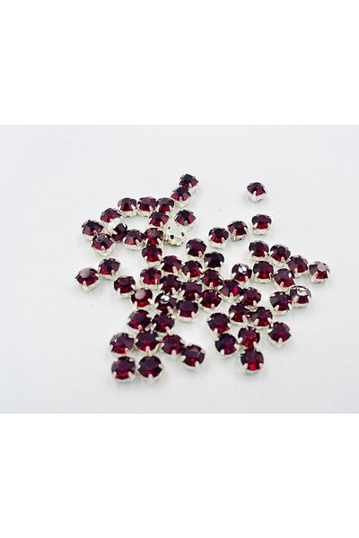 yiğit aksesuar 6 Mm Case Planted Glass Stone Red 20 Pieces