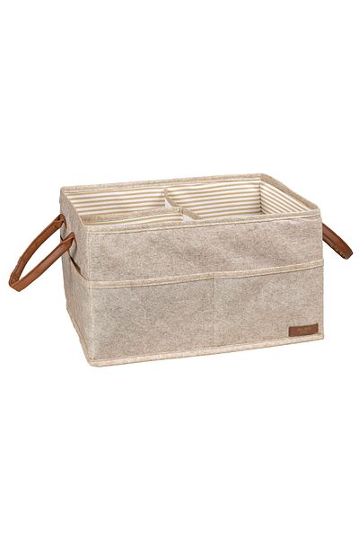 Smyak Felt 3 Compartment Bag Cream Organizer με δερμάτινη λαβή