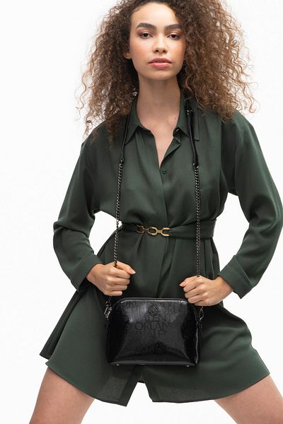 Valentino Orlandi Black Patent Leather Women's Crossbody Bag - Vlt044