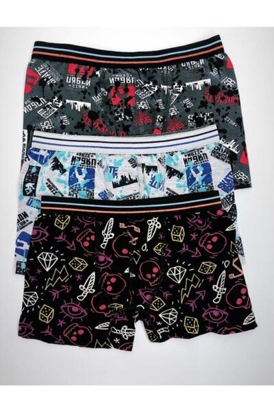 aldeza Băiat Negru cu model boxeri 6 Bucăți