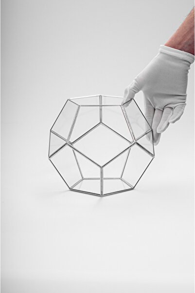 El Crea Designs 21x21x17cm Gümüş Çikolata Kutusu Geometrik Teraryum Prizma Ca...