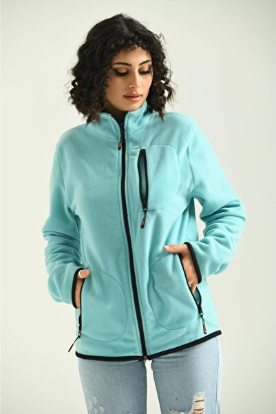 GOOD FASHION Slim Fit 3 Zippered Stand Collar Women's Fleece