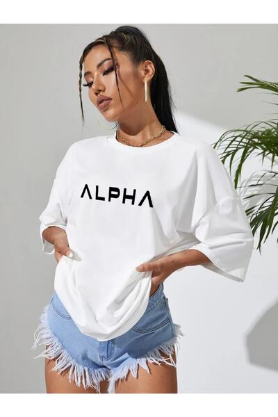 DAXİS Sportwear Company Γυναικείο μπλουζάκι Oversize με στάμπα Alpha -