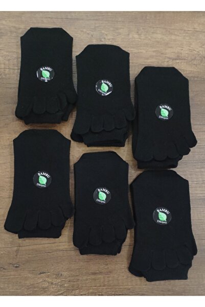 Leement socks Șosete negre pentru bărbați, 6 perechi, cu degete de bambus