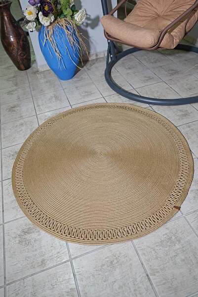 MaVaux Jüt Hasır Şık Sarmal Detay Modern Yuvarlak Kilim Halı