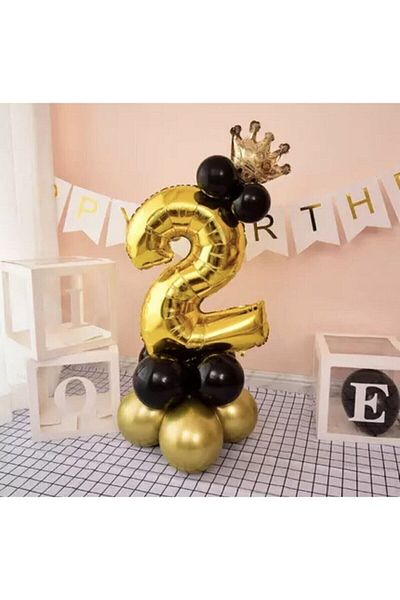 DÜVENCİ TİCARET 2 Year Old King Crown Foil Balloon Set