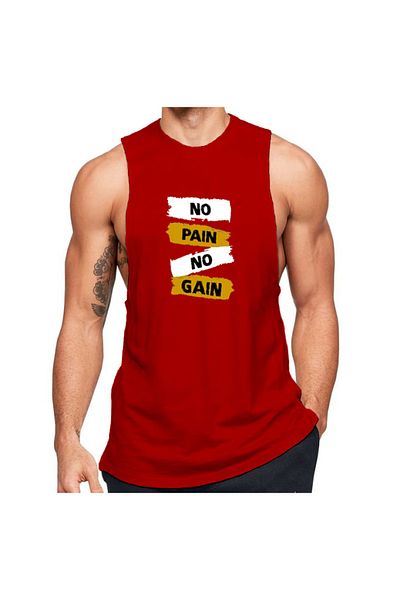 Black İstanbul No Pain No Gain Printed Fitness Athlete