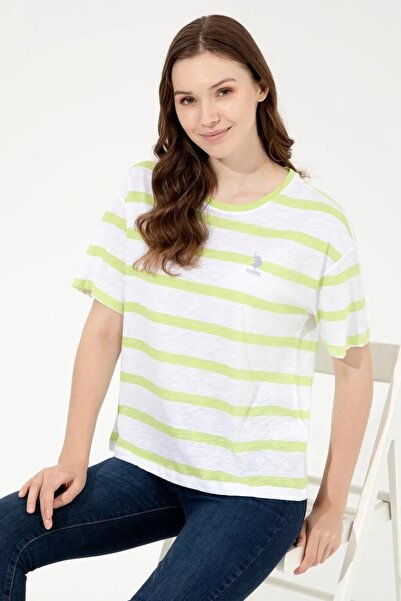 U.S. Polo Assn. Kadın Fıstık Yeşili Bisiklet Yaka T-shirt