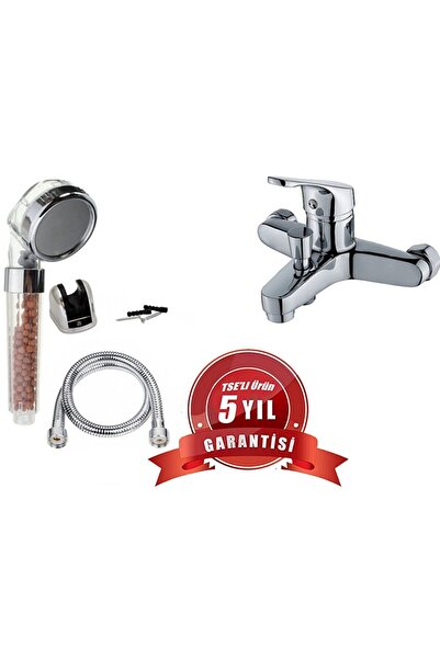 MOONSHOP Banyo Bataryası Duş Seti Fonksiyonlu Duş Başlığı Batarya Seti / 5 Yı...