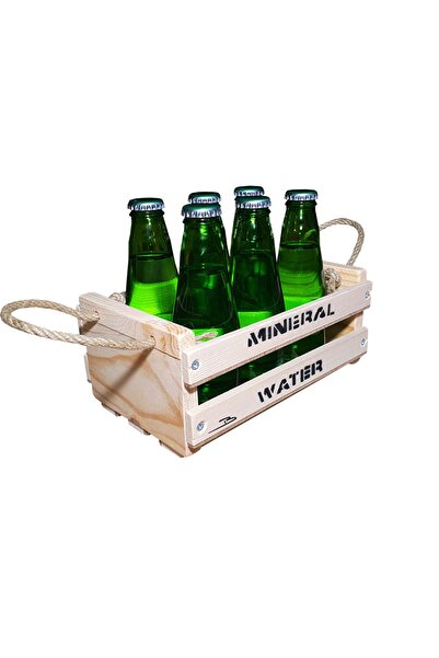 Barış Dizayn Doğal Ahşap Maden Suyu Soda Kasası Mini Çok Amaçlı Ağaç Ahşap Kasa Şişelik Süslemelik Sepet