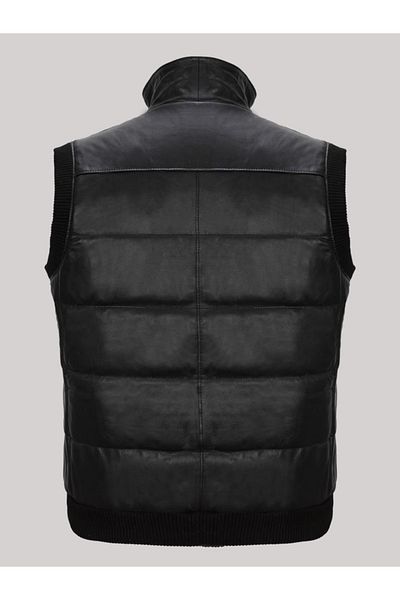 Derimont's Genuine Leather Genuine Leather Black 4 Pocket Men's Vest