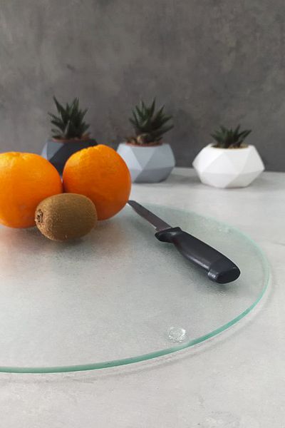 Decorita لوح تقطيع زجاجي، لوح تقطيع زجاجي، قطر 32 سم