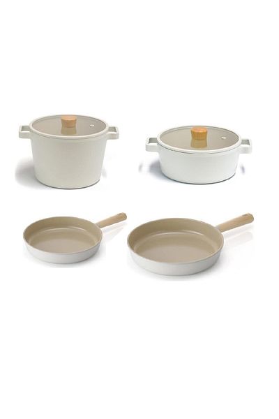 NEOFLAM Fika Aluminum Cast Glass Lid 6 Piece Pro Cookware & Pan Set