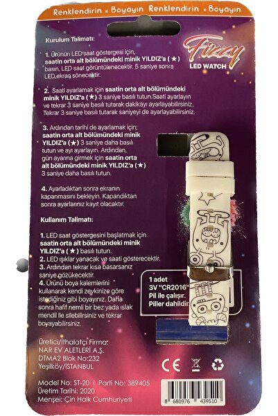 Fizzy Kendin Boya Çocuk Led Kol Saati