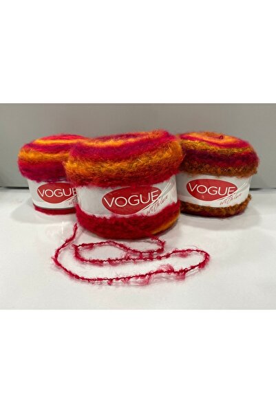 Vogue 600gr Ihrac Fazlasi Cha Cha El Örgü Ipi - Sarı/kırmızı